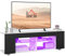 HOMCOM 145 cm TV Stand for TVs up to 60 Inches, TV Unit with Glass Shelves and LED Light, Modern Entertainment Centre for Living Room, Black