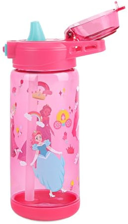 Queenshin Botella Agua Niños Con Pajita,Sin BPA,600ML Princesa Roja Sin Fugas,Robusta y Duradera,Cerradura De Seguridad,Portátil Para La Escuela, Deportes, Viajes