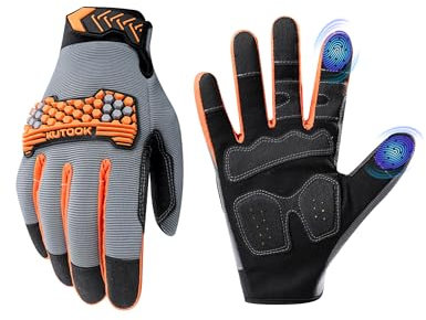 KUTOOK Schutzhandschuhe Schnittfeste Stichfeste Handschuhe Arbeitshandschuhe Schnittschutzhandschuhe Kettensäge Schweißerhandschuhe Grau M