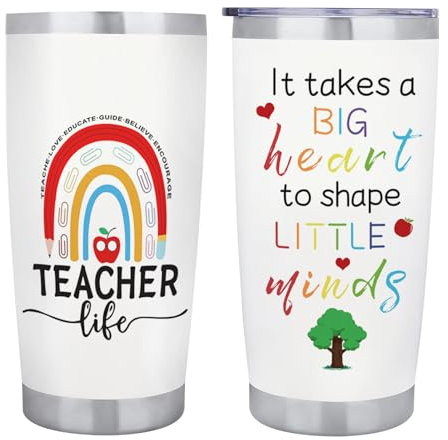 Clundoo Teacher Gifts for Women, 20oz Travel Mug with Straw and Lid, Stainless Steel Reusable Insulated Cup for Teachers from Students Teacher Christmas Gifts