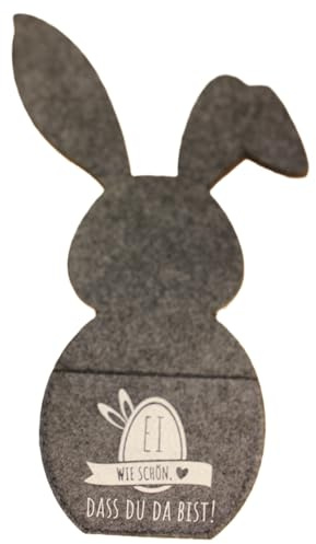 Cepewa - 68316 - Filz Bestecktasche, Osterhase, grau oder schwarz, 22,5cm x 16cm x 0,6cm