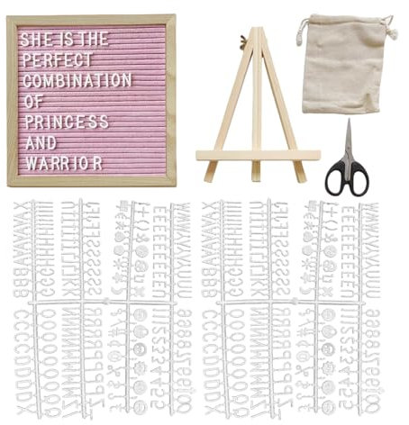 Consejo de anuncio - Carta con soporte | Letterboard de fieltro rústico | 9,84 x 9,84 pulgadas con marco de madera para celebración del cumpleaños de la boda del restaurante hospital en clase