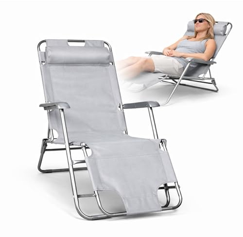 Deccart leicht Grau | Gartenliege Liegestuhl garten klappbare Sonnenliege klappbar Sonnenliegen Gartenliegen Sun lounger Liege für Balkon und