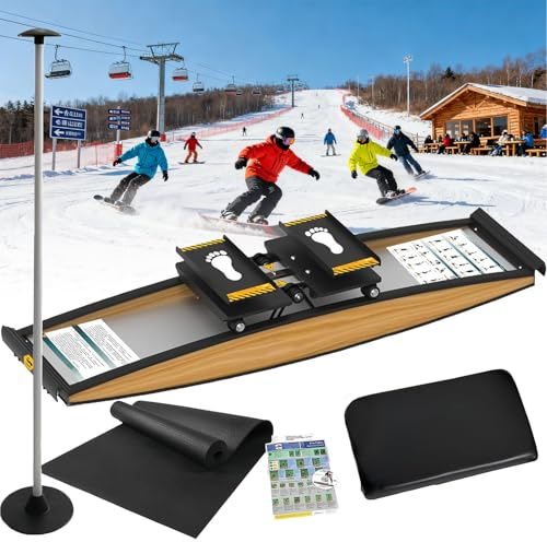 Ski-Trainer, Ski-Simulator für das Heimtraining, Widerstand einstellbar 0–100 kg, max. Belastung 150 kg, fördert Koordination, Gleichgewicht und Ausdauer, mit Übungen für Taille, Bauch und Beine