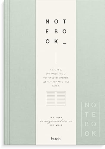 Burde Notizbuch Textil grün liniert A5: Edles Notizbuch eingebunden in feinen Leinen.