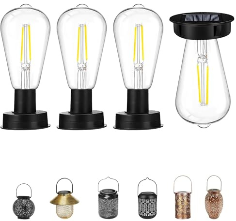 Solar Glühbirne, 4 Stück 7 Cm Solarleuchten Ersatzteile, Solarlampen Für Außen Led Solarleuchten Ersatz, Balkonbeleuchtung Solar Automatisches Ein-/Aus, Solar Laternen Für Draußen DIY Deko
