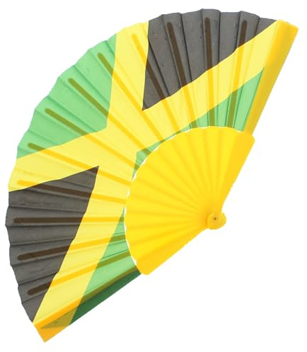 Zac's Alter Ego Jamaica Flag Folding Hand Fan, Caribbean Design, Perfect for Carnival, Festivals and Summer Parties
