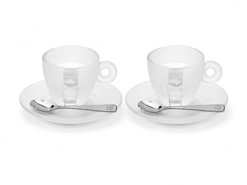 illy Iperespresso Experience Kit 2 Tazzine in Vetro con Piattini e 2 Cucchiani a Marchio