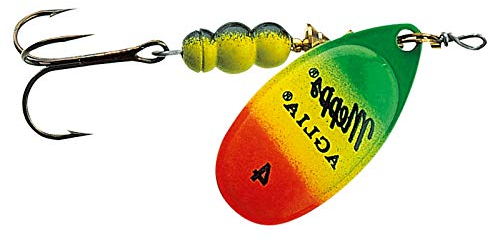 ¼ spinner aglia cuillère de pêche tiger vert/jaune/rouge-taille 4