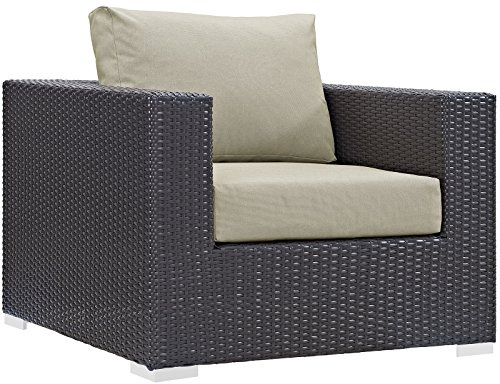 Modway Convene Wicker Rattan Outdoor Patio Armchair in Espresso Beige
