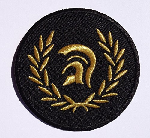 Sew-on Iron-on Embroidered Patch Trojan Laurels Black & Gold Badge