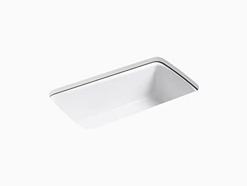 KOHLER K-5864-5U-0 Cape Dory 33 Undermount Single Bowl Kitchen Sink, White, 9 Depth, Five Oversized Faucet Holes
