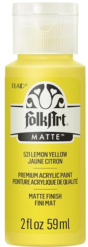 FolkArt Acryl-Bastelfarbe, 57 ml, Mattes Finish Acrylfarbe (60 ml), 521 Zitronengelb, 2 FL Oz (Pack of 1), 2