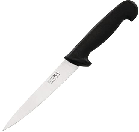 Hygiplas Fillet Chef Knife Black 16cm - Stainless Steel Sharp Blade, Corrosion and Rust Resistant, Dishwasher SafeC266