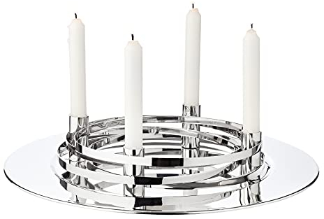 EDZARD Adventskranz La Avia, Durchmesser 39 cm, Edelstahl, silberfarben, für Stabkerzen
