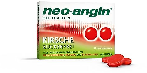 neo-angin Halstabletten Kirsche zuckerfrei | Lutschtabletten bei beginnenden, lästigen Halsschmerzen | Für Erwachsene & Schulkinder | 12 Stück