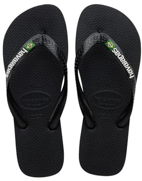 HAVAIANAS BRASIL LOGO 1069 schwarze Herren Pantoffeln Gummi Flip-Flops 35-36
