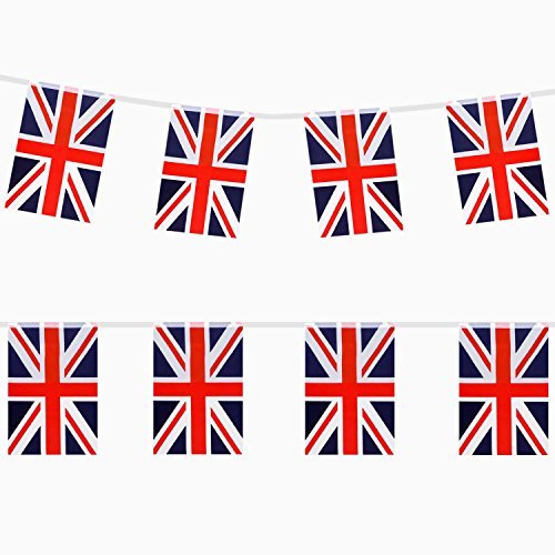 TRIXES 9 M Union Jack festone con bandiera del Regno Unito rettangolare rossa, bianca e blu per i festeggiamenti nazionali