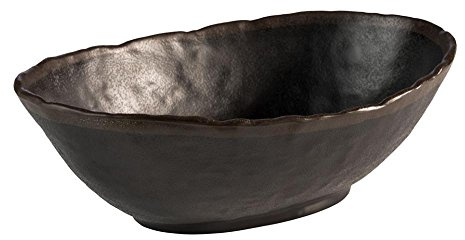 APS 84733 Schale MARONE, 27,5 x 19 cm, Höhe 9 cm, Melamin, schwarz mit braunem Rand