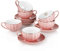 Amazingware Royal Tea Cups and Saucers, with Gold Trim and Gift Box, British Coffee Cups, Porcelain Tea Set, Set of 6 (8 oz)- Pink