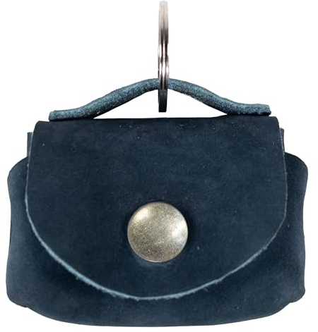 Hide & Drink, Kleine Handtasche mit Schlüsselringhalter, handgefertigt aus Vollnarbenleder, Blou Reed, Small, Classic