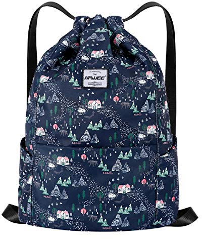 HAWEE Impermeable Casual Mochila con Cordón Grande Deporte Bolso de Gimnasia Mochila de Cuerda Unisex para Mujer Hombre Vida Cotidiana Aire Libre Yoga Escuela Playa Nadar