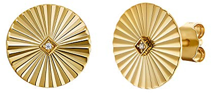 NOELANI Ohrstecker 925 Sterling Silber Damen Ohrschmuck, mit Zirkonia synth., 1,2 cm, Gold, Kommt in Schmuck Geschenk Box, 2031648