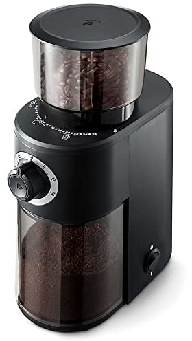 Tchibo elektrische Kaffeemühle, Edelstahlmahlwerk, 26 Mahlgradeinstellungen, Schwarz/Silber