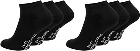 Paolo Renzo Sneaker Socken Damen & Herren aus Baumwolle 6 Paar Unisex Sneakersocken Kurze Socken OEKO-TEX Standard 100 Größe 43/46 Schwarz