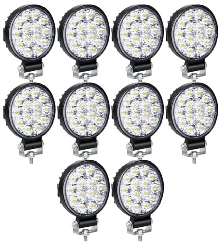 Willpower 10pcs Focos Led 3.2 pulgadas 8.1cm 42W Faros Led Mini 12V 24V Barra LED Luz Trabajo LED IP67 Impermeable 6000K Antiniebla LED para Tractor 4x4 Coche Camión Barco Off Road ATV UTV SUV 4WD