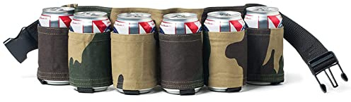 Beer Belt Holster, Beer Soda Bottle Holder Belts, Drink Can Holder, Adjustable Waist Pack Bag, Holds 6 Cans, Perfect for Parties, Picnics, Hiking, Camouflage