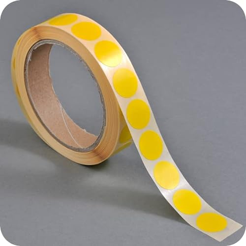 SPRINTIS Klebepunkte 13 mm, dunkelgelb, 1000 Stück Markierungspunkte selbstklebend auf Rolle, Punkte Aufkleber aus Papier für Büro und Lager