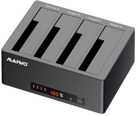 MAIWO 4 Bay USB 3.0 to SATA External Hard Drive Docking Station Duplicator for 2.5/3.5 inch HDD/SSD, Offline Cloner, 64TB Capacity, 12V 6.5A