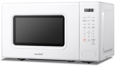 COMFEE CMO-C20M1WH - Microondas retro con 11 niveles de potencia, cocción rápida de varias etapas, función de reinicio de la mesa giratoria temporizador de cocina, cocción rápida, descongelación de