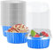 50 Pack Baking Cups with Lids, Aluminum Foil Cupcake Cups Muffin Liners, Disposable Foil Ramekins, Cupcake Holders Dessert Containers Mini Pudding Cups (Blue)