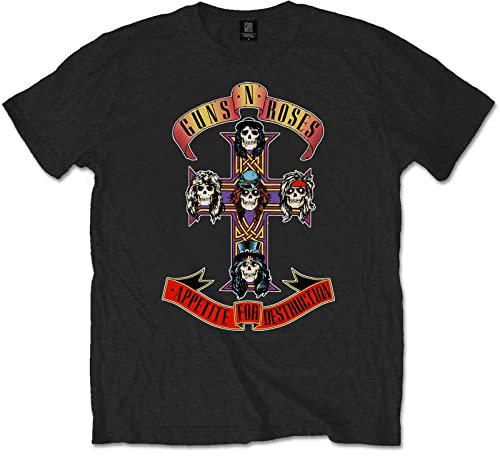 Guns N' Roses - Appetite For Destruction T-Shirt for Boys/Girls (5-6 Years) (Black), Black/White, 5-6 Years
