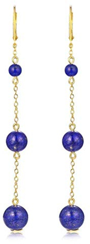 RWRAPS Ohrringe für Frauen, Ohrhänger im chinesischen Stil, S925-Sterlingsilber, Lapislazuli-Ohrringe, Lange Persönlichkeitsohrringe, vergoldet, einfache modische Ohrringe