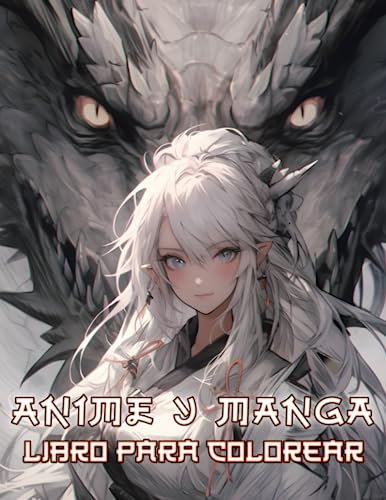 Libro para colorear anime y manga: Sumérgete en el cautivador mundo de los retratos japoneses, donde los dragones, pájaros, leones, flores y más ... para colorear que muestran chicas kawaii