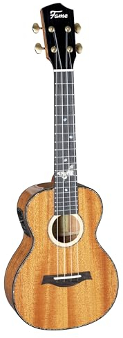 Fame Konzert Ukulele, Massive Mahagoni-Decke, Hochglanz-Finish, Belcat Tonabnehmersystem, Inklusive Gigbag, Standard Uke, Mahagoni