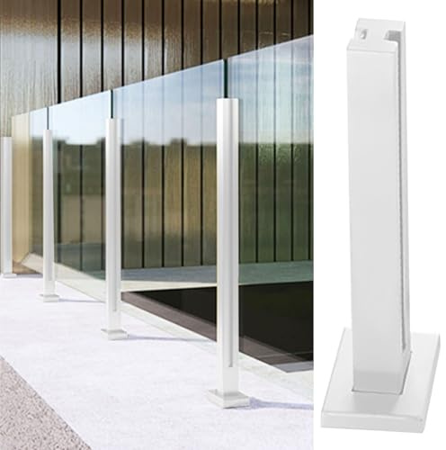 Ringhiera in Vetro Metallo Balaustra Pali di Vetro Dell'inferriata, Bianco Colonne di Fissaggio per Ringhiera in Vetro con Slot per Rubinetto e Base, Dentro Fuori Pilastri di Sostegno Della Recinzione