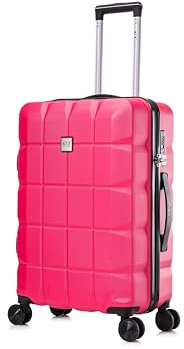 ATX Luggage Medium Suitcase on 4 Dual Spinner Wheels Super Lightweight ABS Hard Shell Hold Check in with Built-in TSA Lock (Hot Pink, 65 Liter)