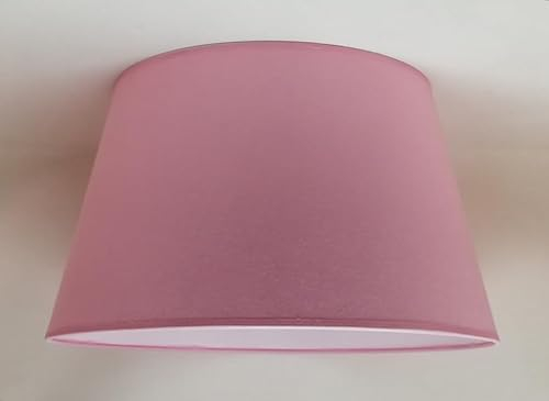 40 cm Abat-jour, Cône, Tissu en Coton avec dos en PVC blanc, Produit fait main, pour Lampe de table, Lampadaire (Rose)