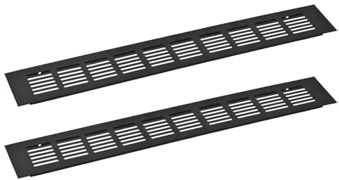 sourcing map 2pcs Rectangle Ventilation Grille Aluminum Alloy Mesh Air Vent Cover Louvered Ventilation Cover for Cabinet Wardrobe Shoe Cabinet Closet, 400x60mm/15.75x2.36