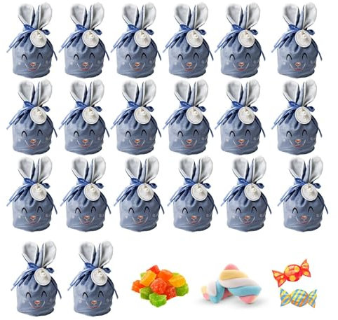 Hasenbeutel - 20 Stück Samt-Ostertüten mit , Osterdekorationen aus Samt für Ostereier, Cartoon-Geschenke wiederverwendbar mit Süßigkeitentüten, Samtgeschenkbeutel mit Kordelzug