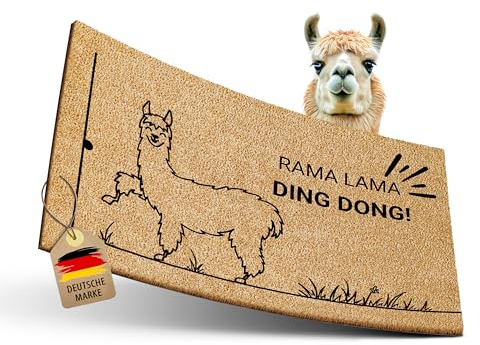 ElbFuchs Kokos Fußmatte 60x40cm mit RAMA LAMA I Extra langlebige & rutschfeste Kokosmatte I Für Innen & Überdachte Außenbereiche I Ideal als schmale Schmutzfang- und Eingangsmatte