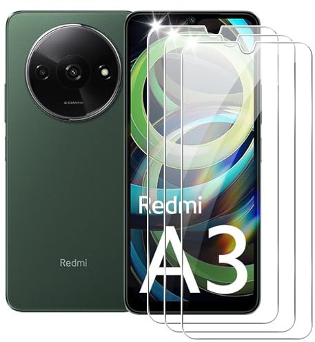 zZjoOoj [3 Piezas Protector Pantalla para Xiaomi Redmi A3,Antiarañazos,Antihuellas,Sin Burbujas,Dureza 9H, 0.33 mm Ultra Transparente,Vidrio Templado Ultra Resistente.