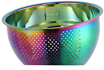 Colador cesta de drenaje colador cesta de arroz filtro de lavado de acero inoxidable colador de oro rosa colador colorido colador colador de utensilios de cocina coladores/colador (color: arco iris