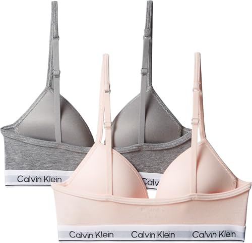 Calvin Klein Mädchen 2er Pack BH Bralettes Triangel, Mehrfarbig (Silverpeony/Greyheather), 10-12 Jahre