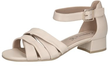 CAPRICE Damen Sandalen mit Absatz aus Leder mit Schließe, Cremefarben (Cream Perlato), 40.5 EU