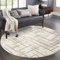 carpet city Teppich Wohnzimmer - Creme - 160 cm Rund - Klassisch Modern - Vintage-Optik, Meliert, Used-Look - Teppiche Kurzflor Schlafzimmer, Esszimmer